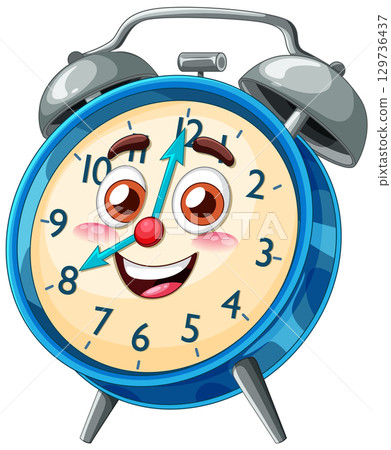 Cheerful Alarm Clock Illustration 129736437