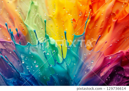 A splash of water with a rainbow in the middle. ai generative 129736614