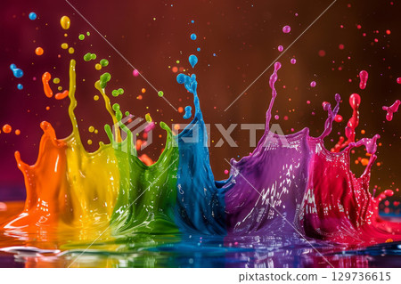 A splash of water with a rainbow in the middle. ai generative 129736615