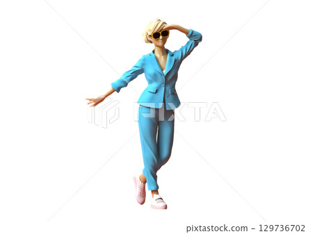3D rendering of a human reacting to a pose 129736702