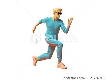 人體對姿勢反應的 3D 渲染 人體對姿勢反應的 3D 渲染 129736703