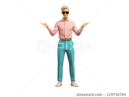 人體對姿勢反應的 3D 渲染 人體對姿勢反應的 3D 渲染 129736764