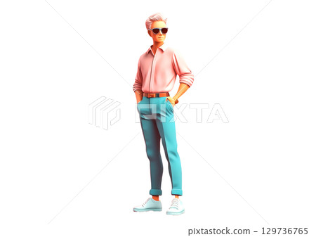 人體對姿勢反應的 3D 渲染 人體對姿勢反應的 3D 渲染 129736765