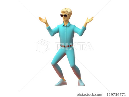 人體對姿勢反應的 3D 渲染 129736771