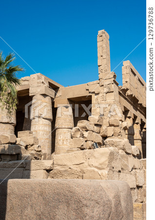 Ancient ruins of Karnak Temple in Luxor, Egypt 129736788