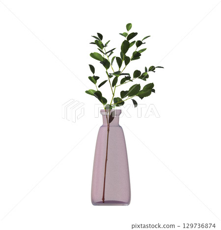 decorative flower in a pot isolate on a transparent background, 3D illustration, cg render 129736874