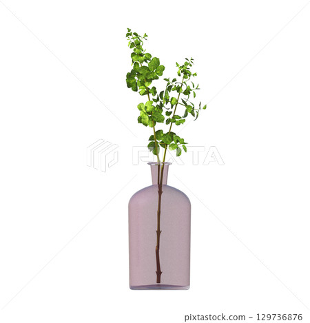 decorative flower in a pot isolate on a transparent background, 3D illustration, cg render 129736876