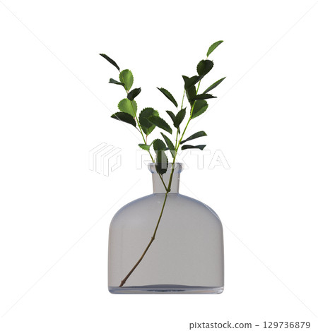 decorative flower in a pot isolate on a transparent background, 3D illustration, cg render decorative flower in a pot isolate on a transparent background, 3D illustration, cg render 129736879