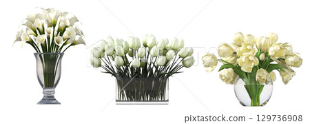 decorative flower in a pot isolate on a transparent background, 3D illustration, cg render decorative flower in a pot isolate on a transparent background, 3D illustration, cg render 129736908