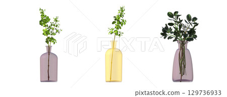 decorative flower in a pot isolate on a transparent background, 3D illustration, cg render decorative flower in a pot isolate on a transparent background, 3D illustration, cg render 129736933
