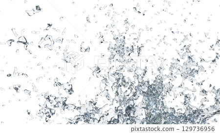 Water Splash Transparent Background with Droplets 129736956