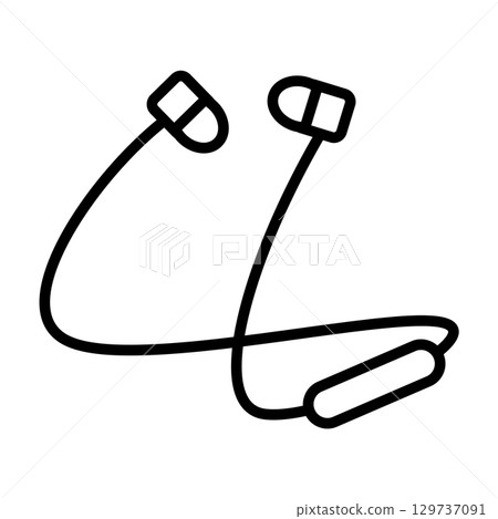 戴在脖子上的無線耳機的圖示。 129737091