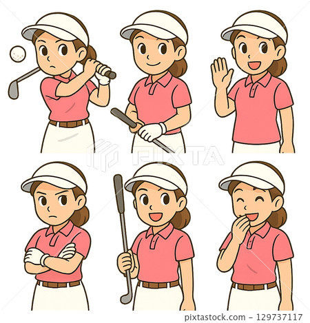 女高爾夫球手的插圖 129737117