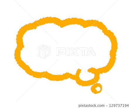 徒手繪製的簡單雲形氣泡（黃色） - 手繪插圖 129737194