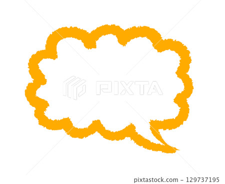 A simple cloud-shaped speech bubble drawn freehand (yellow) - Hand-drawn illustration A simple cloud-shaped speech bubble drawn freehand (yellow) - Hand-drawn illustration 129737195