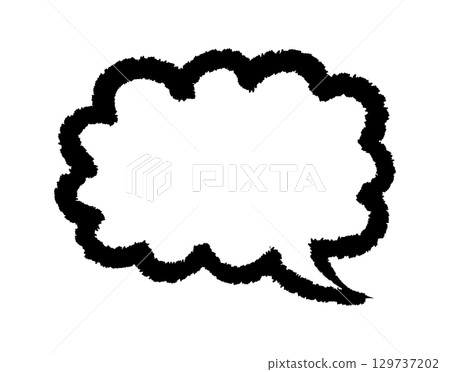 A simple cloud-shaped speech bubble drawn freehand (black) - Hand-drawn illustration A simple cloud-shaped speech bubble drawn freehand (black) - Hand-drawn illustration 129737202