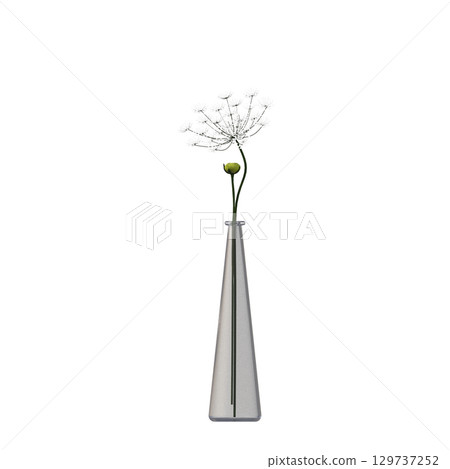 decorative flower in a pot isolate on a transparent background, 3D illustration, cg render decorative flower in a pot isolate on a transparent background, 3D illustration, cg render 129737252
