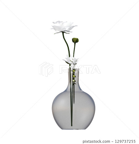 decorative flower in a pot isolate on a transparent background, 3D illustration, cg render decorative flower in a pot isolate on a transparent background, 3D illustration, cg render 129737255
