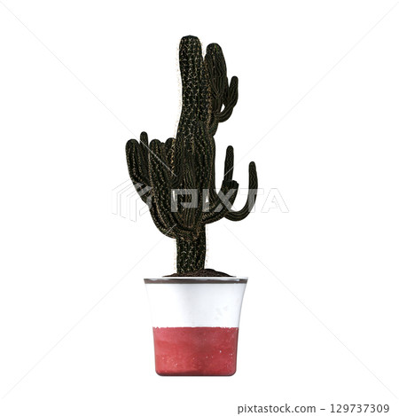 decorative flower in a pot isolate on a transparent background, 3D illustration, cg render 129737309