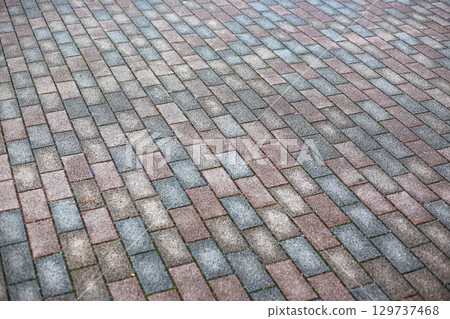 Texture of brick pavement in Tokyo Japan Texture of brick pavement in Tokyo Japan 129737468
