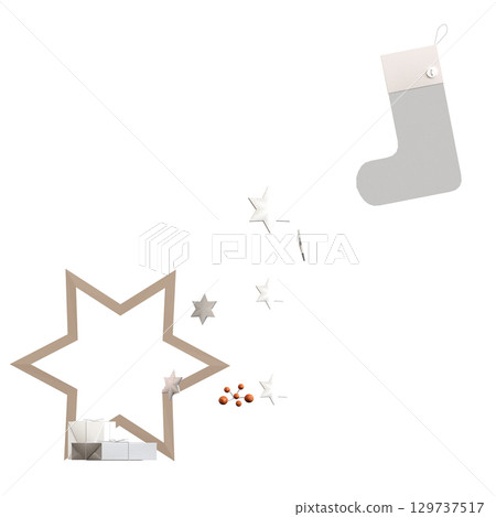 Christmas decorations, New Year's decor, isolate on a transparent background, 3D illustration, cg render 129737517