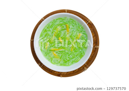 Rice noodles dessert with coconut milk cream Rice noodles dessert with coconut milk cream 129737570