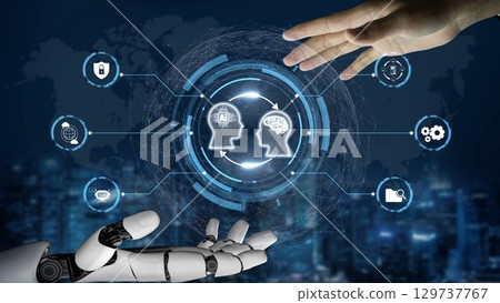AI Brain Processing Data with Generative Artificial Intelligence Concept Muxer 129737767