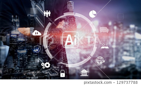 AI Brain Processing Data with Generative Artificial Intelligence Concept Muxer 129737788