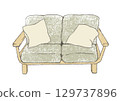 簡易沙發手繪插畫_有靠墊 129737896