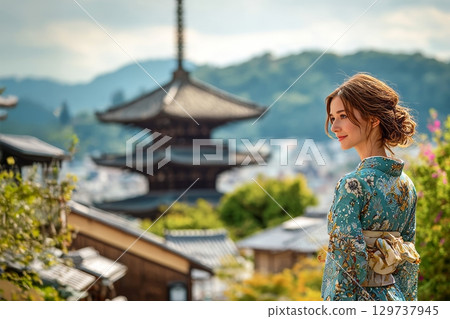 遊客在古都京都體驗和服 遊客在古都京都體驗和服 129737945