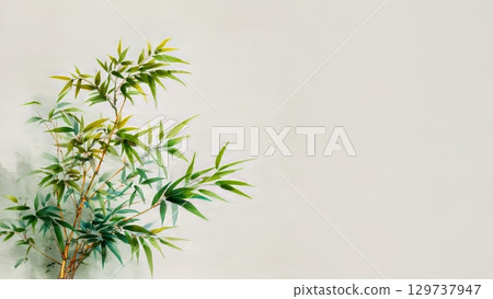 以水墨畫風格繪製的竹子的日式背景插圖 以水墨畫風格繪製的竹子的日式背景插圖 129737947