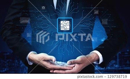 AI Brain Processing Data with Generative Artificial Intelligence Concept Muxer 129738719
