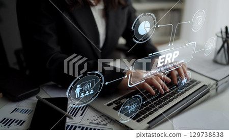 ERP System Dashboard for Enterprise Resource Planning and Business Muxer 129738838