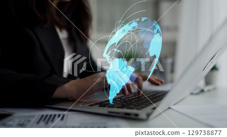 Global network connection visualization showing data exchange Thunk 129738877