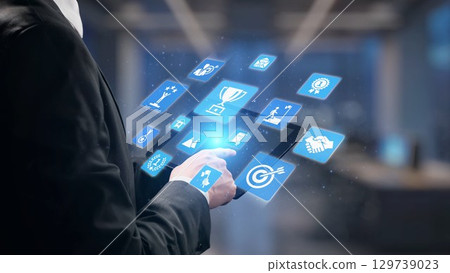 Business achievement and success concept icons Spire 129739023