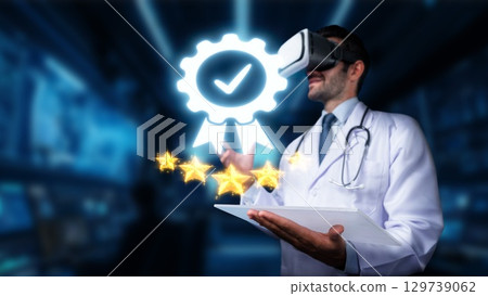 Medical Professional Using Virtual Reality Technology for Training and Certification in Innovative Healthcare Solutions. PHMT Medical Professional Using Virtual Reality Technology for Training and Certification in Innovative Healthcare Solutions. PHMT 129739062