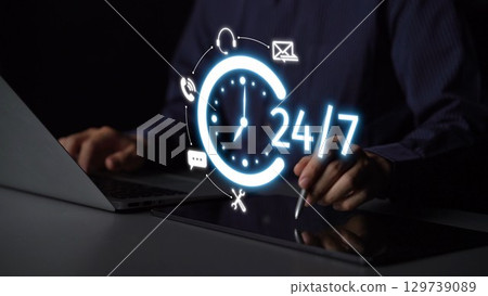 24-hour Customer Service Team Assisting with Client Support Muxer 129739089