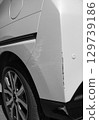 Damaged rear of car, auto repair, scratches 129739186
