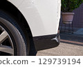 Damaged rear of car, auto repair, scratches 129739194