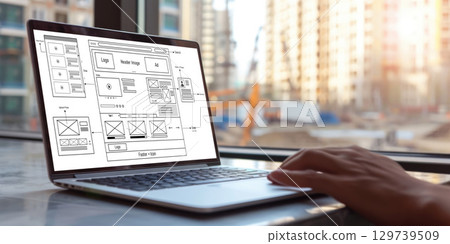 Website design software provide brisk template for online retail business 129739509