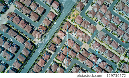 居住區航空攝影與數位科技概念 129739572