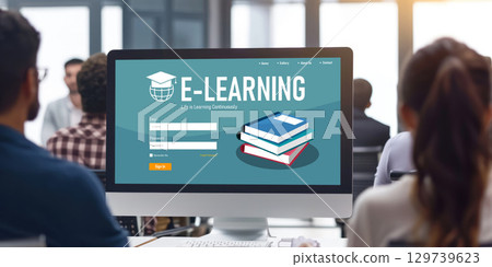 E-learning website with brisk sofware for student to study on the internet 129739623