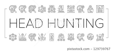 head hunting recruitment icons set vector 129739767