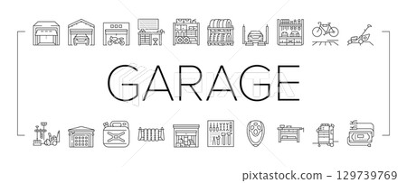 garage storage tools icons set vector garage storage tools icons set vector 129739769
