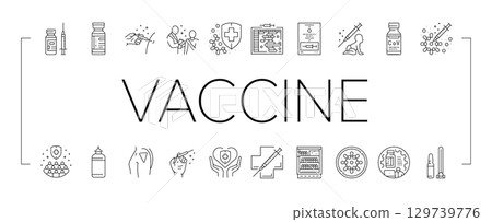 vaccine immunization syringe icons set vector 129739776