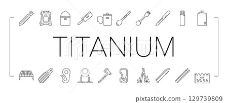 titanium lightweight accessories icons set vector titanium lightweight accessories icons set vector 129739809
