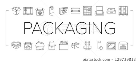 cardboard packaging recycling icons set vector cardboard packaging recycling icons set vector 129739818