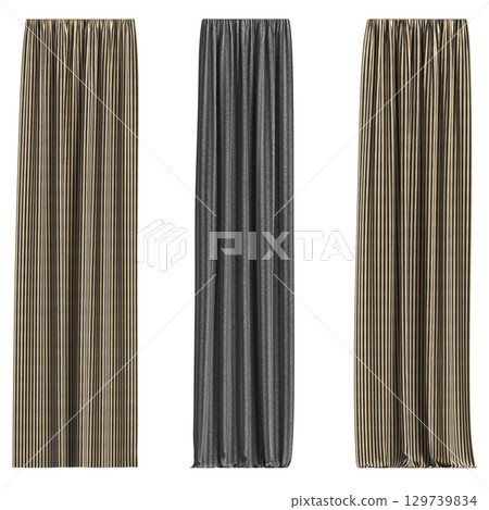 curtain isolated on a transparent background, interior decorations, 3D illustration, cg render curtain isolated on a transparent background, interior decorations, 3D illustration, cg render 129739834