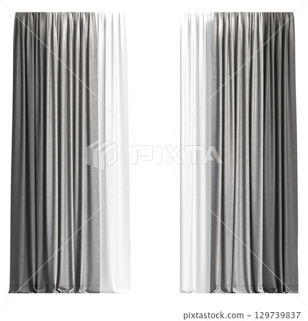 curtain isolated on a transparent background, interior decorations, 3D illustration, cg render 129739837
