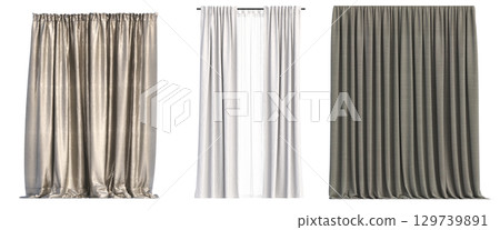 curtain isolated on a transparent background, interior decorations, 3D illustration, cg render curtain isolated on a transparent background, interior decorations, 3D illustration, cg render 129739891